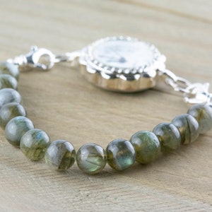 Labradorite Stretch Beaded Watch Band, Medical Alert Bracelet, Single Strand, Interchangeable, Handmade Jewelry imagem 3
