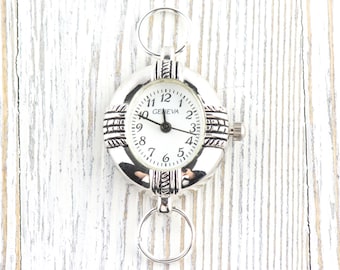 Wanderer White Dial Silvertone Oval Watch Face • DIY Beading Watch • Jewelry Making • Analog • Loops and Battery Included