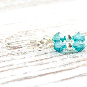 December Birthstone Earrings, Blue Zircon Earrings, Zircon Birthstone Earrings, Minimalist Crystal Earrings image 2