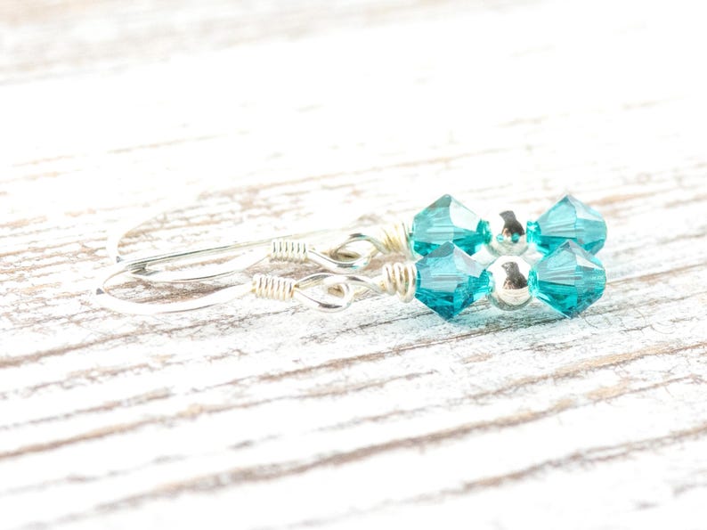 December Birthstone Earrings, Blue Zircon Earrings, Zircon Birthstone Earrings, Minimalist Crystal Earrings image 2