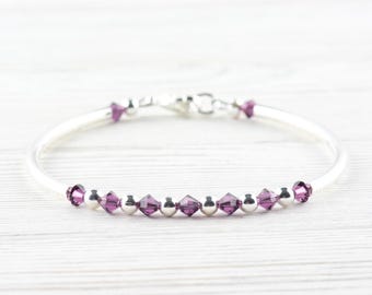 February Birthstone, Amethyst Birthstone Bracelet, Birth Month Bracelet, Birth Stone Bracelet, February Bracelet Gift