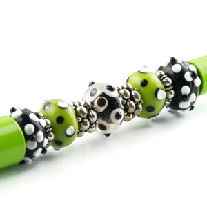 Lime Green Beaded Metal Ballpoint Pen with Lampwork Glass Beads image 6