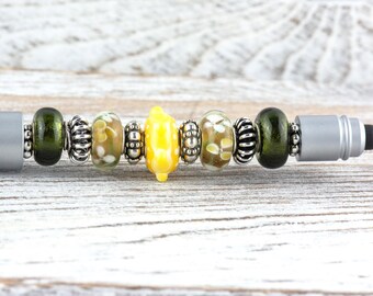 Frühling in der Stadt Perlen Silber Stylus Pen • Lampwork Glasperlen • Metall Kugelschreiber