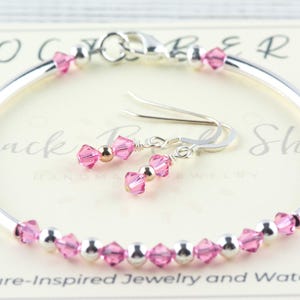 Pulsera con piedra de nacimiento de octubre, pulsera con piedra de nacimiento rosa, pulsera con piedra de nacimiento, pulsera con piedra de nacimiento, regalo de pulsera de octubre imagen 3