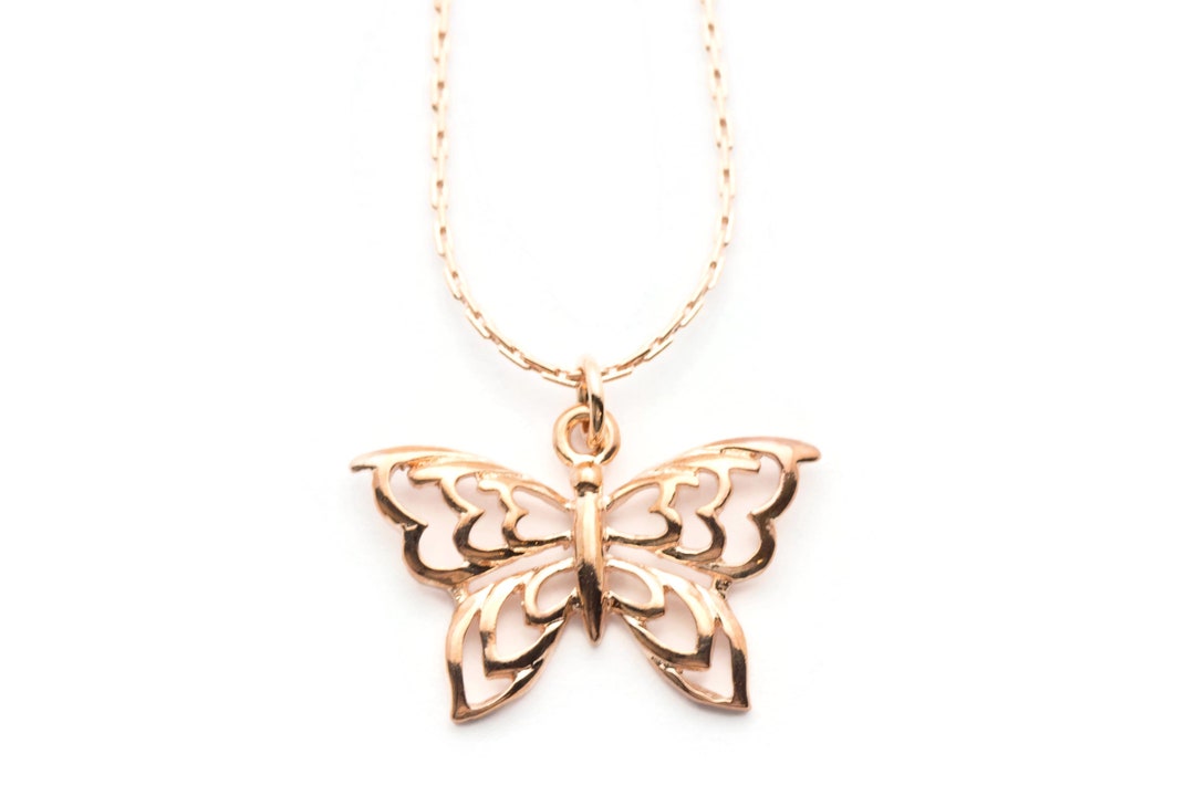 Butterfly Necklace, Rose Gold Butterfly, Rose Gold Chain Necklace