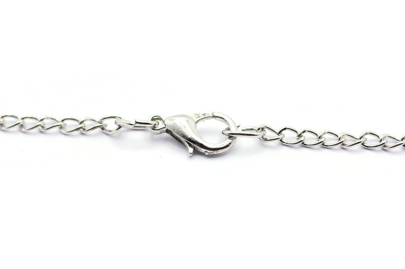 Körsbärstryck porslin, Silverfärgat fickurshalsband, Kedjehalsband, Långt halsband, Medaljonghalsband bild 6
