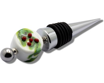 Holiday Holly Wine Stopper, Wine Bottle Topper, Bottle Gift Stopper, Bottle Stopper, Wine Gift Accessory, Holiday Gift