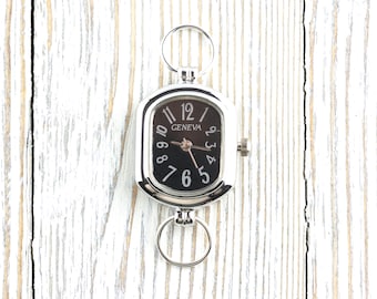 Schwarzes Zifferblatt Silberfarbenes Rechteck Zifferblatt • DIY Perlen Uhr • Schmuckherstellung • Analog • Schlaufen und Batterie enthalten