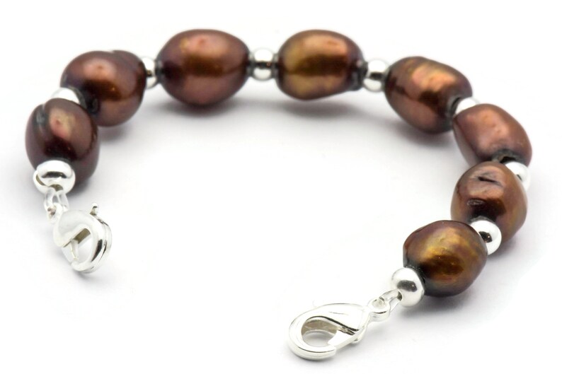 Brown Freshwater Pearl Watch Band Medical ID Bracelet Etsy