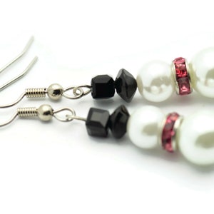 Snowman Earrings, White Snowmen, Surgical Steel, Snow Woman, Winter Jewelry, Pink Scarf, Holiday Earrings, Christmas Earrings, Snow Love image 2