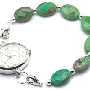 Faceted Green Opal Stretchy Interchangeable Watch Band • Medical ID Bracelet • Bracelet Watch Band • Stretch Watch Band image 5