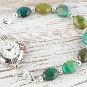Grün Jaspis Austauschbares Stretch Perlen Armband • Medizinisches ID Armband • Einzelstrang • Handgemachter Schmuck Bild 7