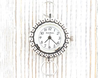White Dial Silvertone Bumpy Round Watch Face • DIY Beading Watch • Jewelry Making • Analog • Loops and Battery Included