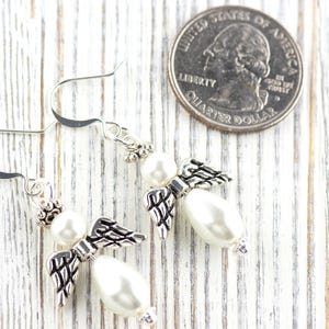 White Christmas Angel Earrings, Handmade Silver Plated Earrings, Angel Jewelry image 4