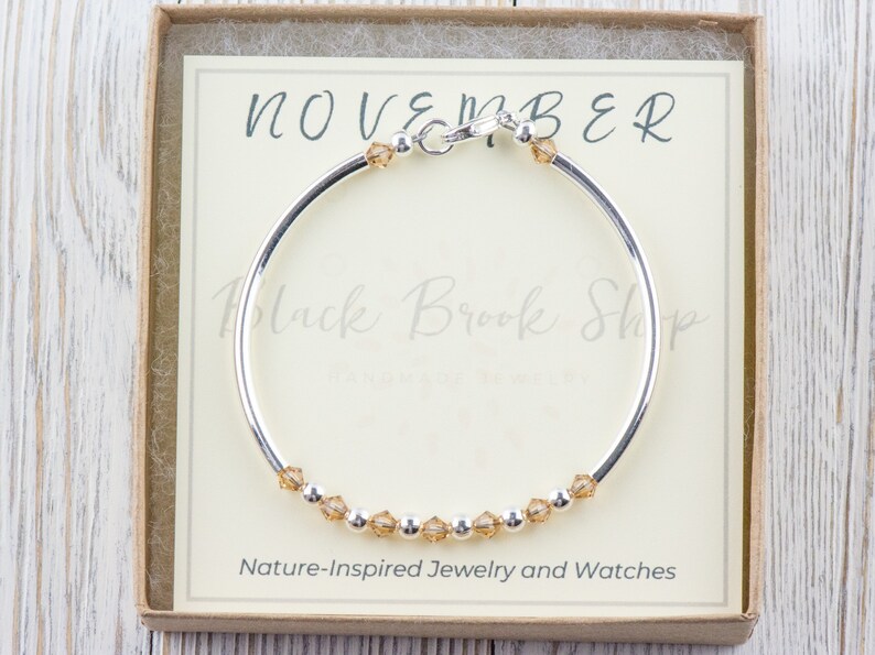 November Birthstone, Topaz Birthstone Bracelet, Birth Month Bracelet, Birth Stone Bracelet, November Bracelet Gift image 2