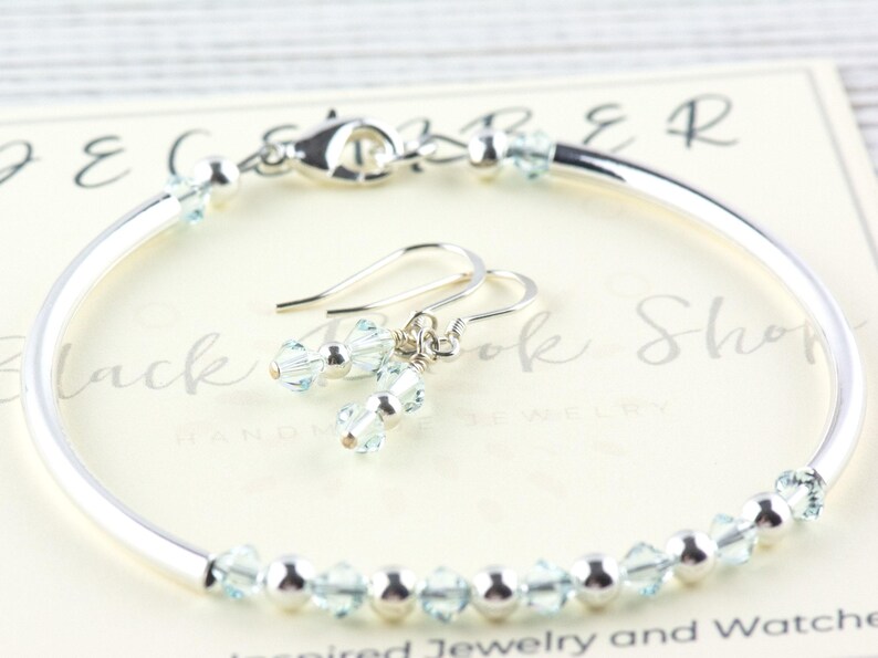 December Birthstone, Light Azore Birthstone Bracelet, Minimalist Crystal Bracelet, Birth Stone Bracelet, Birth Month Bracelet image 3