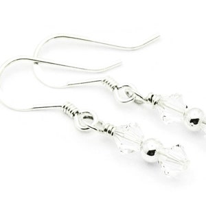 April Diamond Swarovski Crystal Birth Month Sterling Silver Drop Earrings