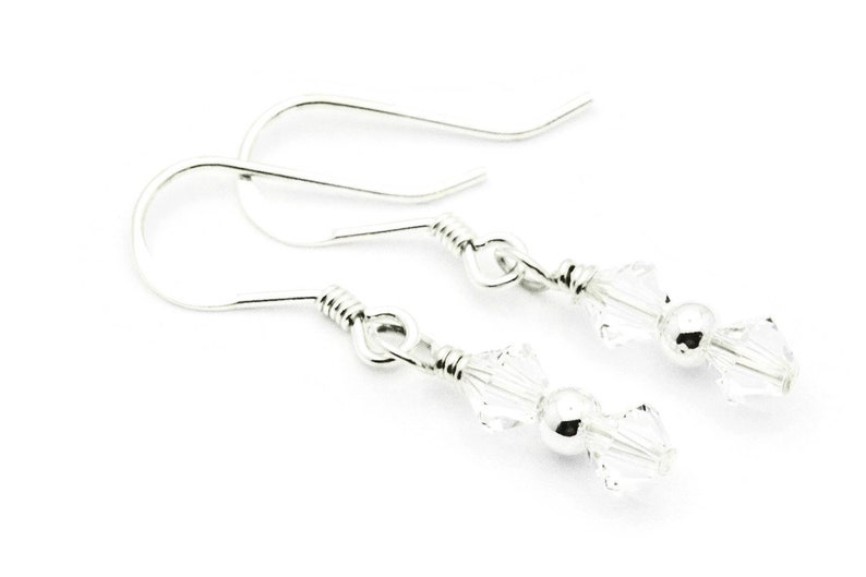 April Diamond Swarovski Crystal Birth Month Sterling Silver Drop Earrings