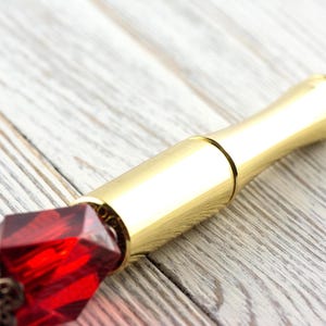 Meowy Christmas Beaded Metal Ballpoint Pen with Lampwork Glass Beads • Black Ink (Extra Refill) image 3