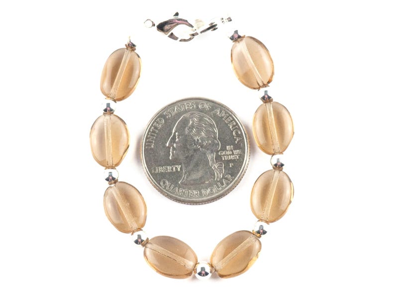 Topaz Glass Interchangeable Stretch Beaded Watch Band • Medical ID Bracelet • Single Strand • Handmade Jewelry image 3