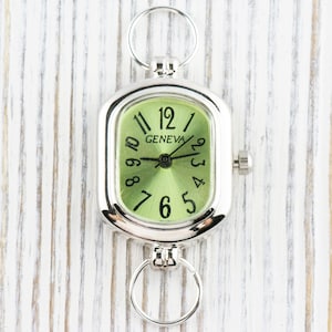 Light Green Rectangle Watch Face, Silver Watch Face, Square Watch Face, Women&#39;s Watch Face, Ladies Watch Face, Watch Face