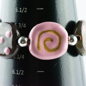 Strawberry Chocolate Polka Dot Ceramic Bead Bracelet / Kazuri Bead / Unique Jewelry image 7