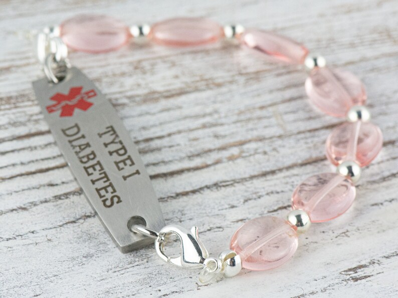 Pink Rose Interchangeable Stretch Beaded Watch Band • Medical ID Bracelet • Single Strand • Handmade Jewelry image 7