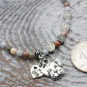 I Love My Dog Charm Stretch Bracelet, Dog Lover Gift, Pet Jewelry, Paw Print image 3