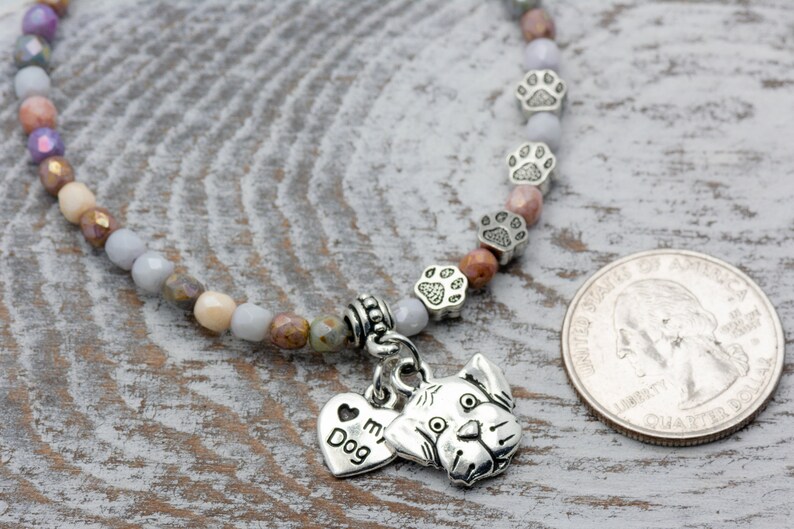 I Love My Dog Charm Stretch Bracelet, Dog Lover Gift, Pet Jewelry, Paw Print image 3