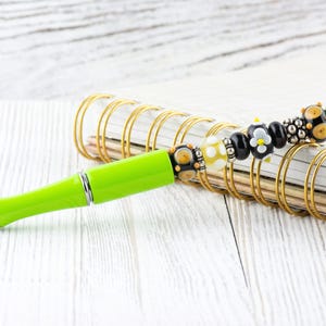 Desert Daisy Beaded Metal Ballpoint Pen with Lampwork Glass Beads • Refillable image 2