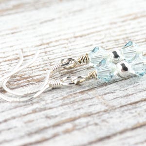 December Birthstone Earrings, Minimalist Swarovski Earrings, December Earrings Gift, Swarovski Blue Earrings image 2
