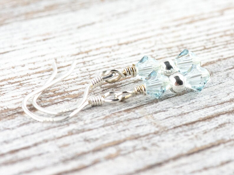 December Birthstone Earrings, Minimalist Swarovski Earrings, December Earrings Gift, Swarovski Blue Earrings image 2