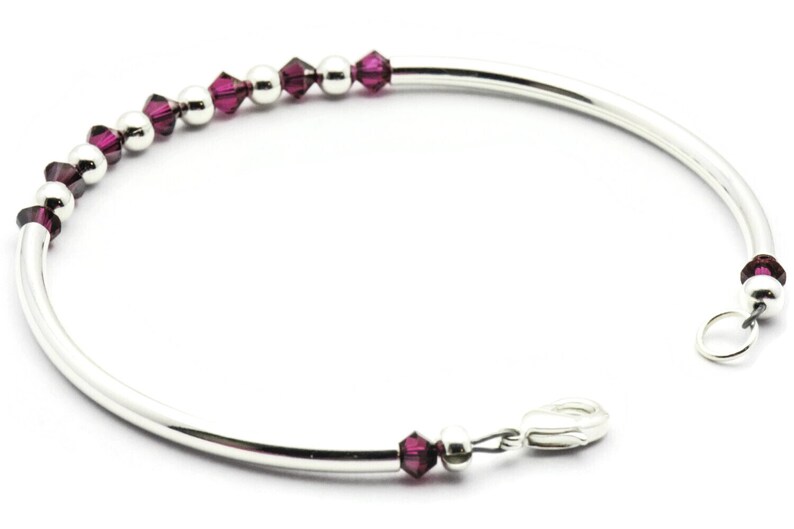 July Ruby Swarovski Crystal Birth Month Sterling Silver Plated Bracelet