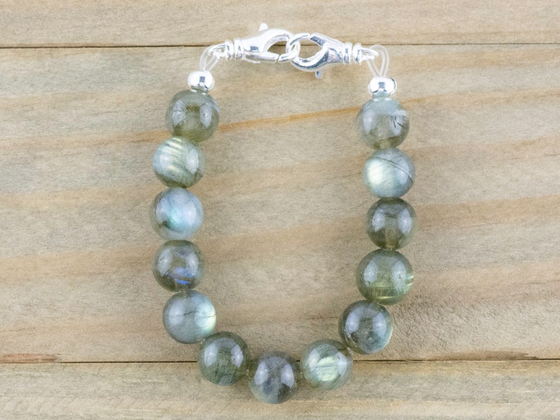 Labradorite Stretch Beaded Watch Band, Medical Alert Bracelet, Single Strand, Interchangeable, Handmade Jewelry imagem 1