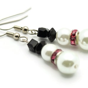 Snowman Earrings, White Snowmen, Surgical Steel, Snow Woman, Winter Jewelry, Pink Scarf, Holiday Earrings, Christmas Earrings, Snow Love image 3