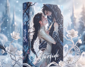 Starside stofomslag | Aris & Raker | Zilveren romantische omslag | Gepersonaliseerde fantasy boekomslag | Boekliefhebbend cadeau