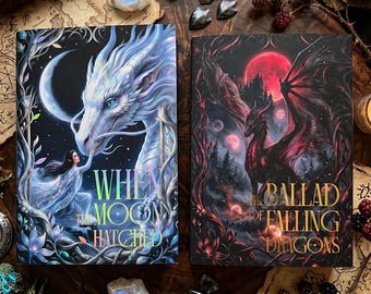 Set of 2 Dust Jackets | When the Moon Hatched & The Ballad of Falling Dragons | Dragon Fantasy Covers*tailored to your book edition*