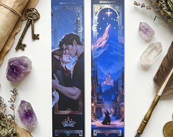 Feyre & Rhysand, A Court of Thorn and Roses inspired - Double-Sided Silver foil Bookmark