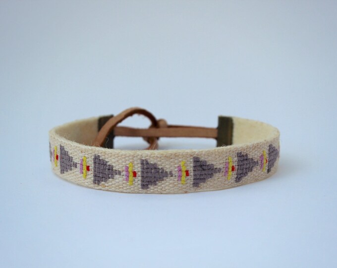 Embroidered Linen Bracelet Etsy