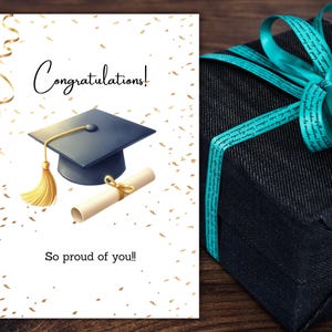 Biglietto di laurea "Ce l'hai fatta" e "Sono così orgoglioso di te"./ Download digitale immediato / Biglietto stampabile con cappello e laurea / Modello di busta