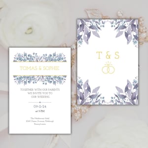 Design de cartão de convite para casamento e eventos | Cartão inspirado na natureza | Aniversários | Anúncio de casamento | Editável com Canva