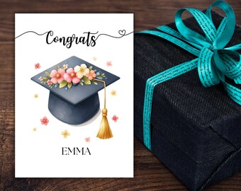 Editable Floral Graduation Card |  Customizable card | Instant Digital Download | Envelope template | Printable card | Editable with Canva