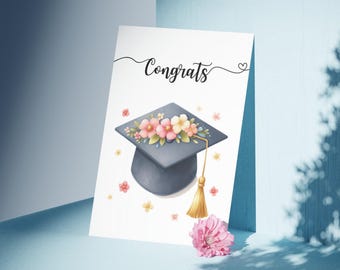 Floral graduation card |  Instant Digital Download | Envelope template | Printable card