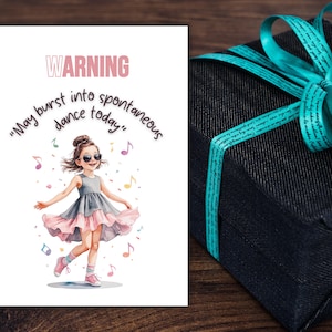 Greeting card for a person who is a dance fan |  Instant Digital Download |  | Cheerful and youthful dance card
