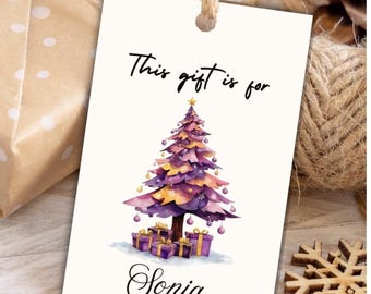 Printable and Editable Christmas Gift Cards | Gift Label with Fantasy Christmas Trees | Instant Digital Template | GC-002