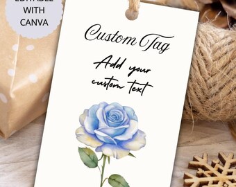 Printable and editable floral gift cards | Gift tags with different types of flowers | Instant digital Canva template