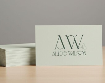 Minimalist, customizable, and downloadable business card with QR code. Easily modify with Canva. Double sided business cards. BC-QR11b