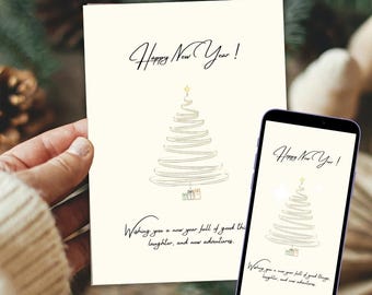 Minimalist Christmas Tree Card | Printable & Digital Download | Editable Canva Christmas Template for Phone or Print| CHR007