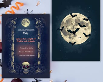 Elegant Halloween Party Invitation: Printable & Animated Card (Digital Download) | Easy tocustomize template in Canva