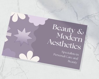 Business card with QR code, purple color | Editable Template in Canva | Digital download